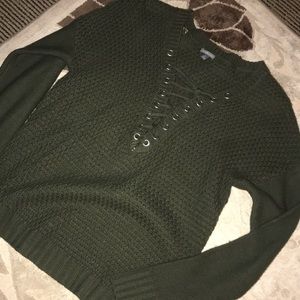 Fall sweater with lace in front